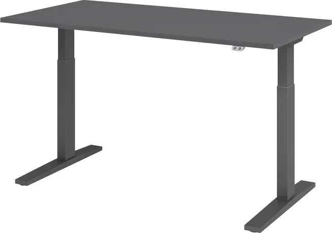 Hammerbacher Ergonomic Aktiv XMKA16 elektrisch höhenverstellbarer Sitz-Steh-Schreibtisch 160x80cm grau/grau