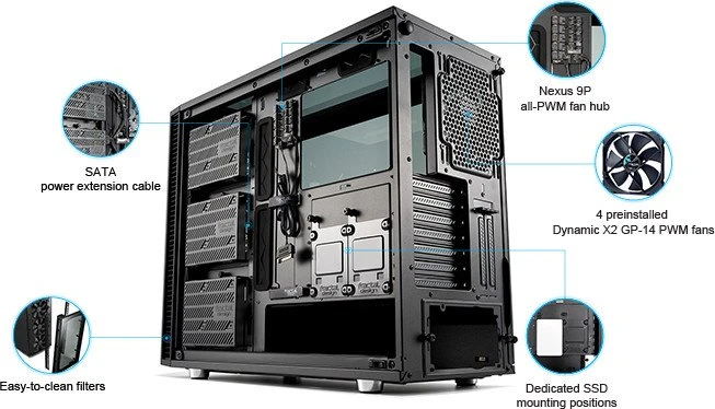 Fractal Design Define S2 Vision Blackout, Glasfenster