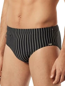 Schiesser Nautical Casual Streifen Slip Badehose schwarz (Herren)