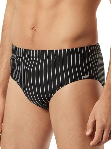 Schiesser Nautical Casual Streifen Slip Badehose schwarz (Herren)