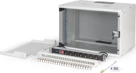 Digitus Professional SoHo Pro Line 19" Wandgehäuse SET 7HE, unmontiert, Sicherheitsglastür, IP20, RAL 7035, 400mm tief