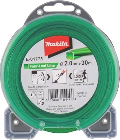 Makita Trimmerfaden Four-Leaf für Rasentrimmer, 2mm/30m