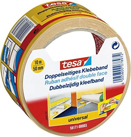 tesa doppelseitiges Klebeband universal braun, 50mm/10m, 1 Stück