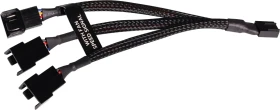 Alphacool 4-Pin auf 3x 4-Pin Verteiler, gewinkelt, sleeved, 15cm, schwarz