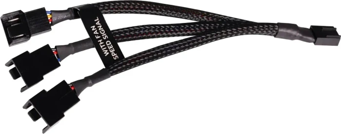 Alphacool 4-Pin auf 3x 4-Pin Verteiler, gewinkelt, sleeved, 15cm, schwarz