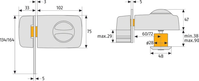 ABUS 7030 W B/SB weiß, Querriegelschloss