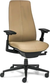Haworth Fern Bürostuhl, Rahmen schwarz, Leder, beige