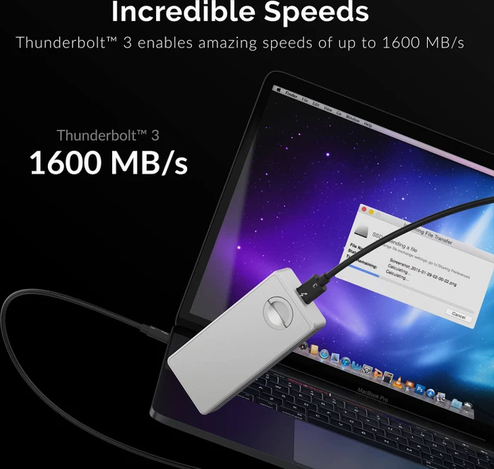 Sabrent Thunderbolt 3 to M.2 NVMe SSD Tool-Free Enclosure, Thunderbolt 3 / USB-C 3.1