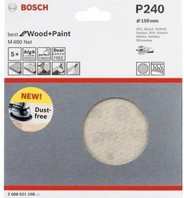 Bosch Professional M480 Best for Wood and Paint Gewebeschleifblatt K240, 150mm, 5 Stück
