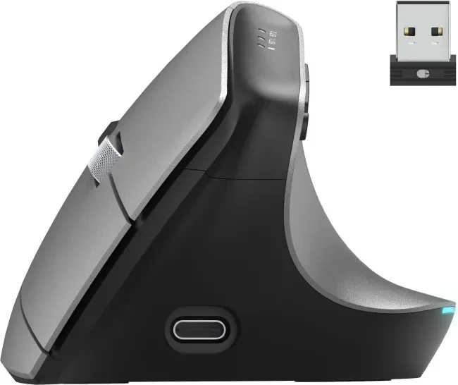 Hama EMW-700 Vertical Ergonomic Multi Device Mouse, grau/schwarz, USB/Bluetooth