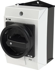 Eaton T0-2-1/I1/SVB-SW series T0 Hauptschalter, T0, 20 A, Aufbau, 2 Baueinheit(en), 3-polig, HALT-Funktion, mit schwarzem Drehgriff und Sperrkranz, abschließbar in 0-Stellung