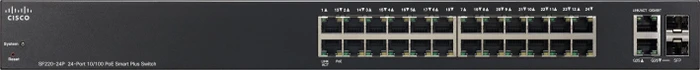 Cisco SF220 Rackmount Smart Switch, 24x RJ-45, 2x RJ-45/SFP, 180W PoE+