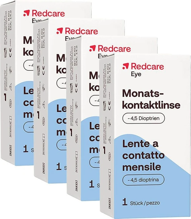 Redcare Monatskontaktlinse, -4.50 Dioptrien, 4 Stück