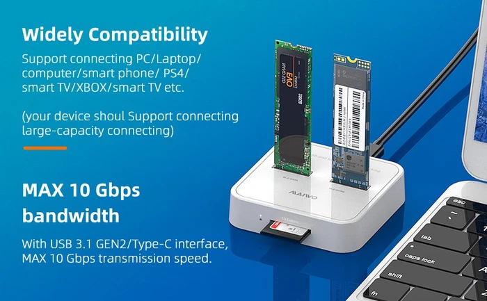 MAIWO M.2 PCIe/SATA Dockingstation und SD Express Cardreader, USB-C 3.1 (verschiedene Markenbezeichnungen)