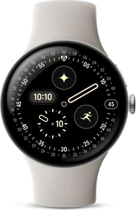 Google Pixel Watch 4 (LTE) 45mm Polished Silver mit Sportarmband Porcelain
