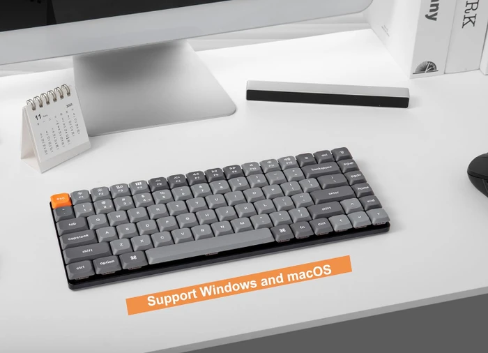 Keychron K3 Max, grau, LEDs RGB, Gateron LOW PROFILE 2.0 RED, USB/Bluetooth, US