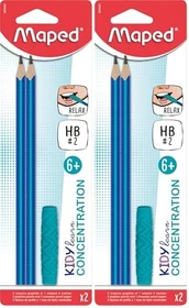 Maped Kidy learn Concentration Bleistift HB graphit, blau, 2er-Pack