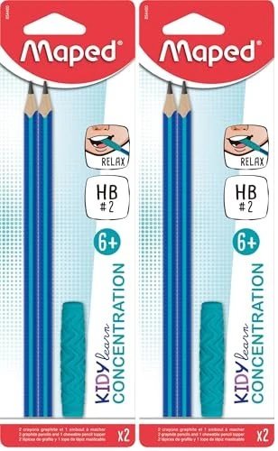 Maped Kidy learn Concentration Bleistift HB graphit, blau, 2er-Pack