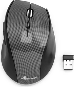 MediaRange Wireless Optical 5-Button Mouse, Karbon-Optik schwarz, USB (MROS207)