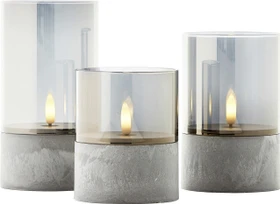 Brilliant Bougie LED-Tischleuchte grau/rauchglas, 3 Stück