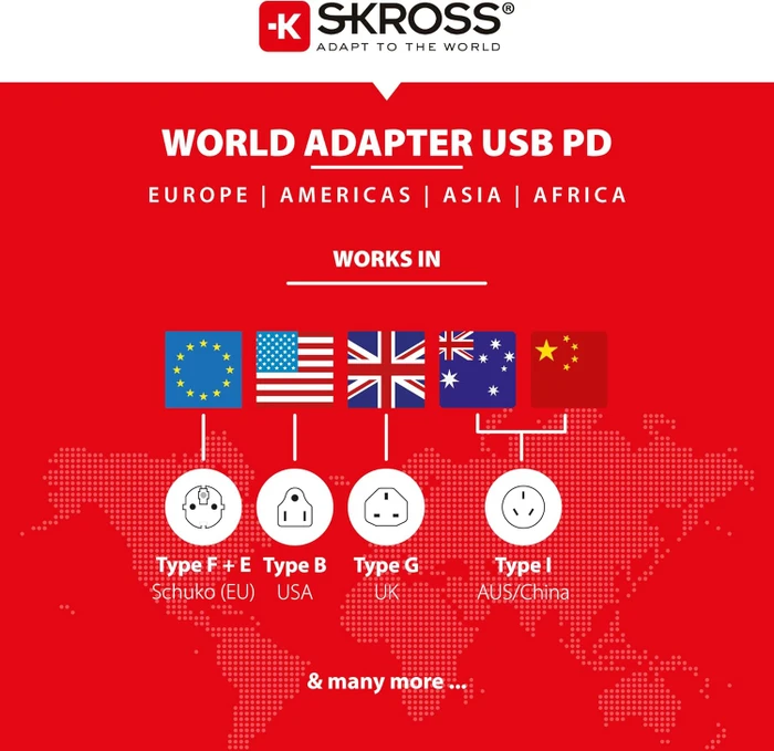 Skross World Travel Adapter PRO Light USB AC30PD - World, 1x USB-A, 1x USB-C