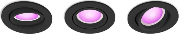 Philips Hue White and Color Ambiance Centura Einbauleuchte rund schwarz, 3 Stück