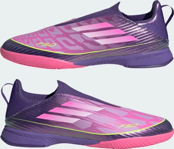 adidas F50 League Laceless IN purple/cloud white/lucid lemon (Junior)