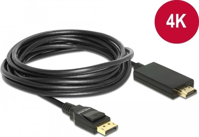 DeLOCK DisplayPort 1.2/HDMI Adapterkabel 4K schwarz, 5m