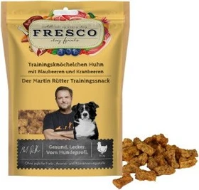 Fresco Dog Martin Rütter Trainingsknöchelchen, Huhn mit Blaubeeren und Kranbeeren, 150g