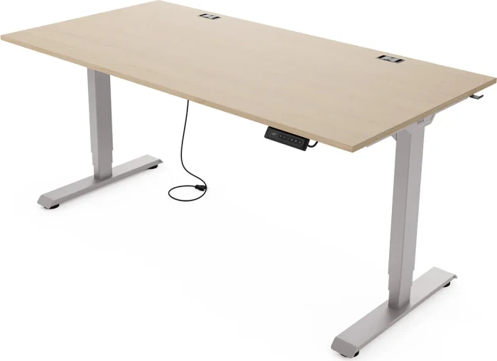 Yaasa Desk Essential elektrisch höhenverstellbarer Sitz-Steh-Schreibtisch 180x80cm Eiche/grau