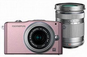Olympus PEN E-PM1 rosa mit Objektiv M.Zuiko digital 14-42mm 3.5-5.6 II und M.Zuiko digital ED 40-150mm 4.0-5.6