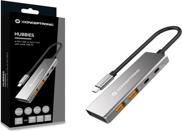 Conceptronic 4 Port USB 3.1 Hub, USB-C 3.1 [Stecker]