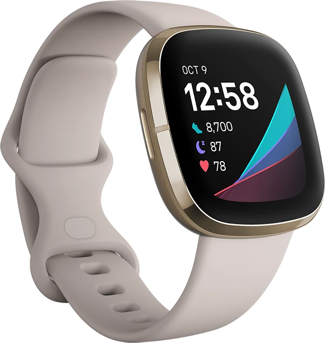 Fitbit Sense Aktivitäts-Tracker lunar white/soft gold