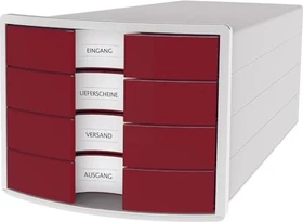 HAN Impuls Schubladenbox, 4 Schubladen, A4, rot/grau