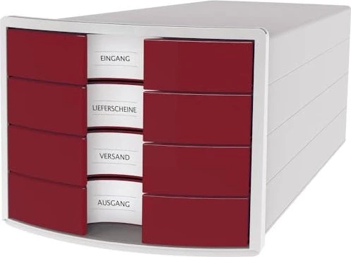 HAN Impuls Schubladenbox, 4 Schubladen, A4, rot/grau