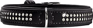 Hunter Softie Deluxe Hundehalsband, Kunstleder, glitzernde Strasssteine, 45 S, schwarz
