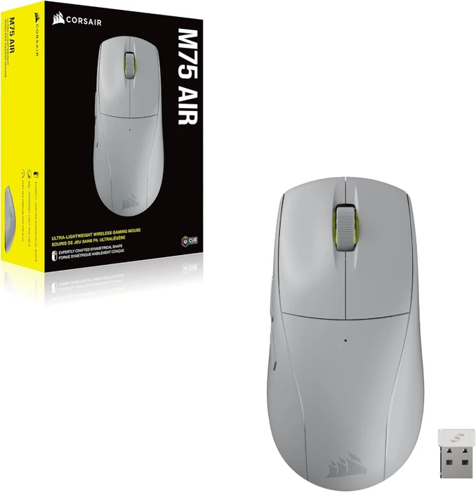 Corsair M75 AIR Ultra-Lightweight Wireless Gaming Mouse, hellgrau, USB/Bluetooth