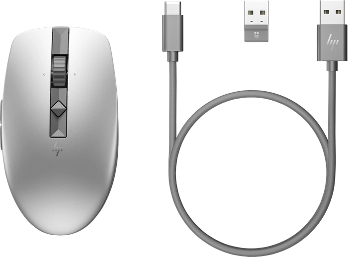HP 710 Rechargeable Silent Mouse silber, USB/Bluetooth