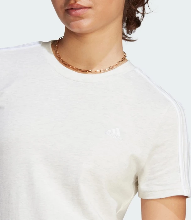 adidas Loungewear Essentials Slim 3 Streifen T-Shirt kurzarm off white/white (Damen)