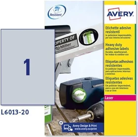 Avery-Zweckform Typenschildetiketten, A4, wetterfest, silber, matt, 20 Blatt (20 Etiketten)