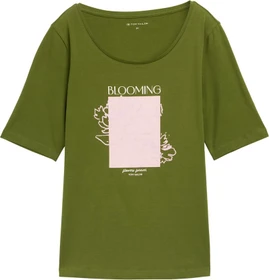 Tom Tailor Print T-Shirt kurzarm deep ivy green (Damen)
