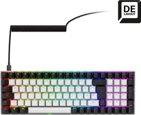 Sharkoon Skiller SGK50 S2 White, schwarz/weiß, LEDs RGB, hot-swap, Gateron BROWN, USB, DE