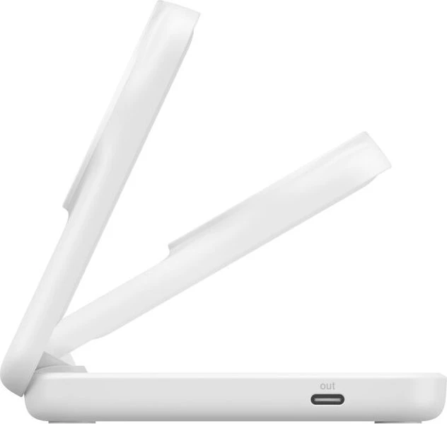 Belkin UltraCharge faltbare magnetische 2-in-1-Ladestation mit Qi2 (25W) viereckig weiß