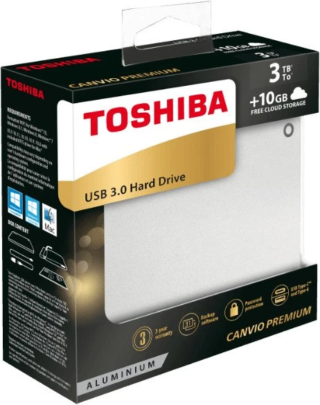 Toshiba Canvio Premium, silver-metallic, 3TB, USB 3.0 Micro-B