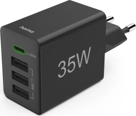 Hama Schnellladegerät 1x USB-C 3x USB-A 35W schwarz