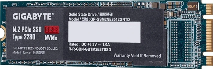 GIGABYTE M.2 PCIe SSD Type 2280 512GB, M.2 2280 / B-M-Key / PCIe 3.0 x2