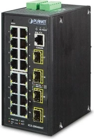 Planet IGS-20040MT Industrial Railmount Gigabit Managed Switch, 16x RJ-45, 4x SFP