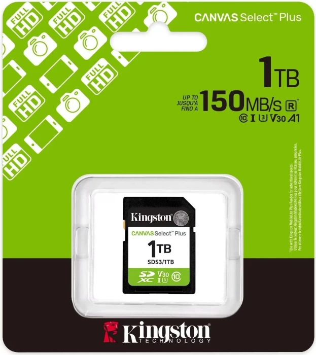Kingston Canvas Select Plus Gen3 R150 1TB, UHS-I U3, A1, Class 10