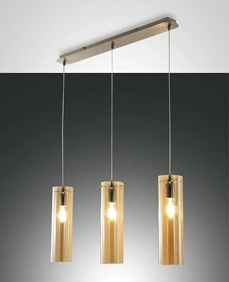 Fabas Luce Sintesi Pendelleuchte rund 3-flammig amber