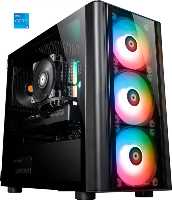 Thermaltake Narvi, schwarz, Core i5-12400F, 16GB RAM, 500GB SSD, GeForce RTX 3060